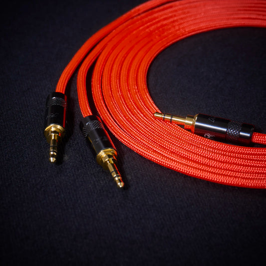 Avantone Pro Planar custom cable - Medusa Series - red sleeved cable coiled