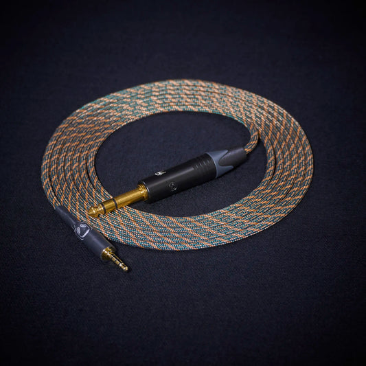 Audeze MM-100 custom cable - Medusa Series - patterned sleeved cable with 6.35mm jack and single 3.5mm connector