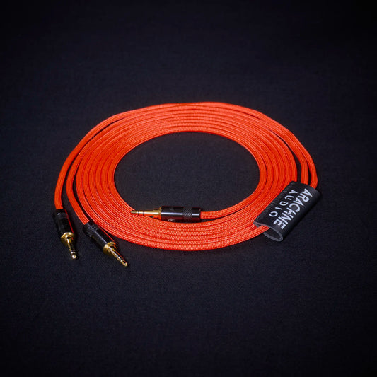Avantone Pro Planar custom cable - Medusa Series - orange sleeved cable with dual 3.5mm connectors