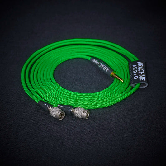 Dan Clark Audio custom cable - Medusa Series - green sleeved cable with Hirose 4-pin connectors