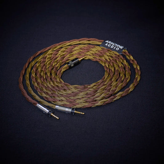 Final Audio Design Pandora Hope custom cable - Aranea Series - brown and olive braided cable with dual 3.5mm connectors